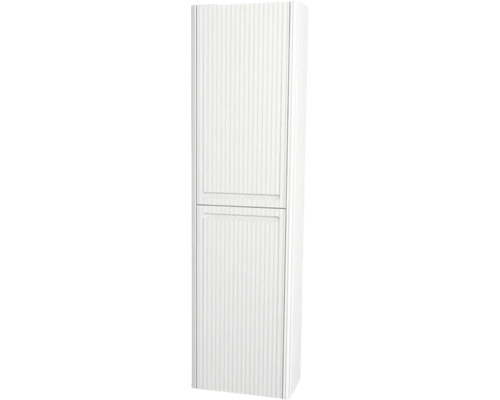 Armoire haute suspendue avec 2 portes et panier à linge Devo Gloria 2.0 gauche lxhxp 40x172x33 cm premium white supermat strié