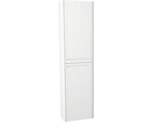 Armoire haute suspendue avec 2 portes et panier à linge Devo Gloria 2.0 droite lxhxp 40x172x33 cm premium white supermat strié