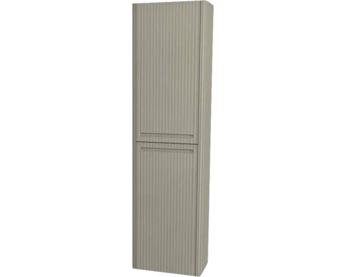 Armoire haute suspendue avec 2 portes et panier à linge Devo Gloria 2.0 gauche lxhxp 40x172x33 cm stone grey supermat strié