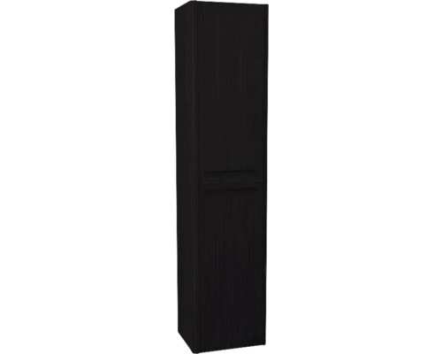 Armoire haute suspendue avec 2 portes et panier à linge Devo Gloria 2.0 droite lxhxp 40x172x33 cm perfect touch black strié