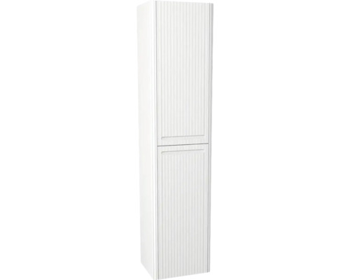 Armoire haute suspendue avec 2 portes Devo Gloria 2.0 droite lxhxp 45x165x26 cm premium white supermat strié