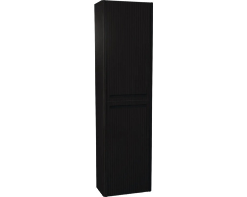 Armoire haute suspendue avec 2 portes Devo Gloria 2.0 gauche lxhxp 45x165x26 cm perfect touch black strié