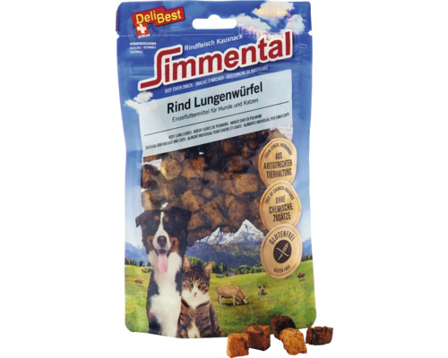 En-cas pour chien DeliBest Simmental boeuf dés de poumons 60 g