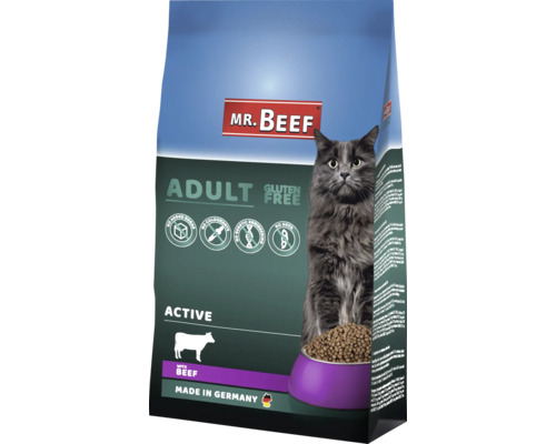 Croquettes pour chats MR.BEEF Activ 3 kg boeuf sans OGM, sans sucre ajouté industriel, sans colorants, sans soja, fabriqué en Allemagne