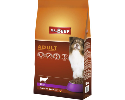 Croquettes pour chiens MR.BEEF Adult Basic 15 kg boeuf sans OGM, sans ajout de sucre industriel, sans colorant, sans soja Fabriqué en Allemagne