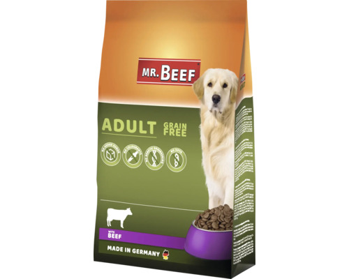 Croquettes pour chiens MR.BEEF Adult sans céréales 4 kg boeuf sans OGM, sans ajout de sucre industriel, sans colorant, sans soja Fabriqué en Allemagne