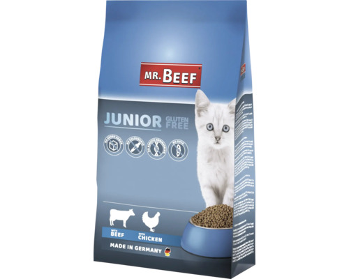 Croquettes pour chats MR.BEEF Junior 3 kg boeuf et poulet sans OGM, sans sucre ajouté industriel, sans colorants, sans soja, fabriqué en Allemagne