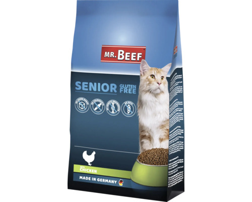 Croquettes pour chats MR.BEEF Senior 3 kg volaille sans OGM, sans ajout de sucre industriel, sans colorant, sans soja Fabriqué en Allemagne