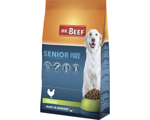 Croquettes pour chiens MR.BEEF Senior 4 kg poulet sans OGM, sans sucre ajouté industriel, sans colorants, sans soja, fabriqué en Allemagne