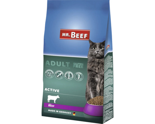 Croquettes pour chats MR.BEEF Activ 10 kg boeuf sans OGM, sans ajout de sucre industriel, sans colorant, sans soja Fabriqué en Allemagne