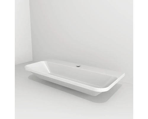Vasque Dolomite Devo Gloria 2.0 avec trou de robinet lxhxp 87x13x42 cm blanc Baignoire îlot en acrylique sanitaire