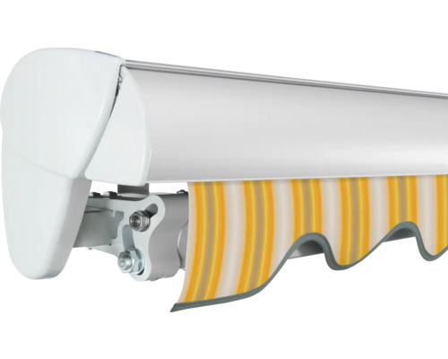 Vue détaillée d''un store banne à rayures