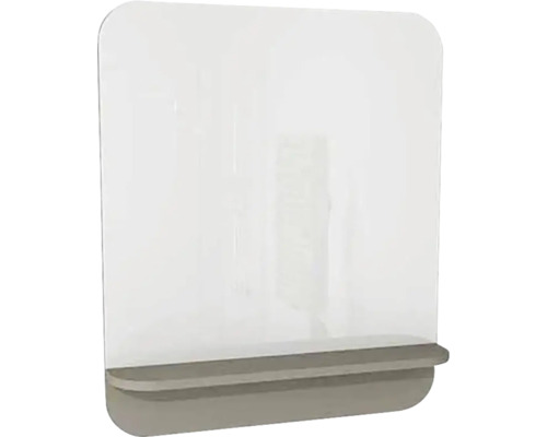 Spiegel mit Ablage Devo Gloria 2.0 BxHxS 86x86x14 cm stone grey supermatt glatt Transparenter Hustenschutz mit Ablage