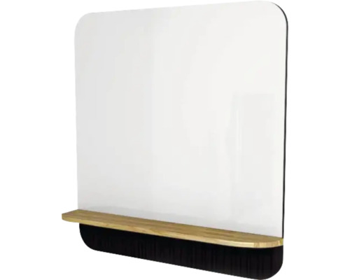 Spiegel mit Holzablage Devo Gloria 2.0 BxHxS 86x86x14 cm perfect touch black geriffelt/natural oak wood Spiegel mit Holzablage Devo Gloria 2.0 BxHxS 86x86x14 cm perfect touch black geriffelt/natural oak wood