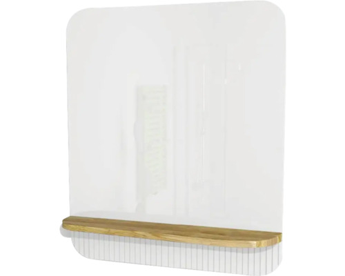 Spiegel mit Holzablage Devo Gloria 2.0 BxHxS 86x86x14 cm premium white supermatt geriffelt/natural oak wood Spiegel mit Holzablage Devo Gloria 2.0 BxHxS 86x86x14 cm premium white supermatt geriffelt/natural oak wood