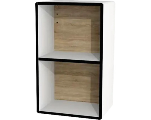 Hängeschrank offen Devo Sonus 2.0 BxHxT 38x63x28 cm arctic white hochglanz/natural bardolino oak