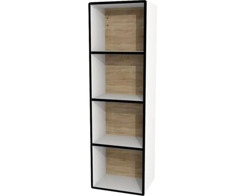 Hängeschrank offen Devo Sonus 2.0 BxHxT 38x124.5x28 cm arctic white hochglanz/natural bardolino oak