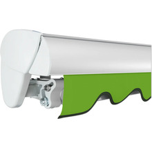 Detailansicht einer Markise mit Stoff