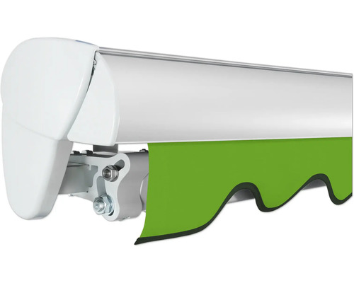 Detailansicht einer Markise mit Stoff