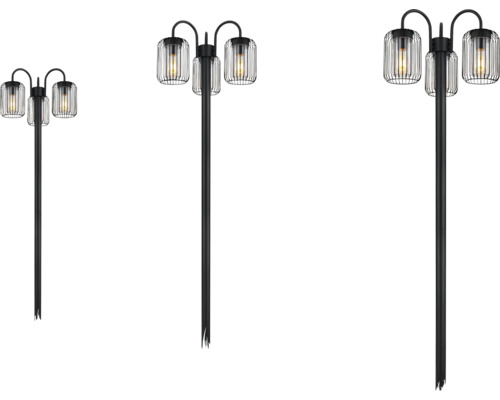 Dekorative Gartenleuchte mit drei Lampen für den Aussenbereich.