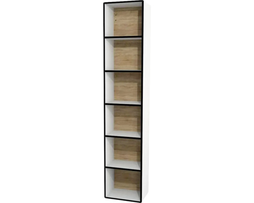 Hängehochschrank offen Devo Sonus 2.0 BxHxT 38x186x28 cm arctic white hochglanz/natural bardolino oak