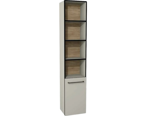 Armoire haute suspendue semi ouverte avec 1 porte Devo Sonus 2.0 droite lxhxp 38x186x30 cm classico coquille/natural bardolino oak