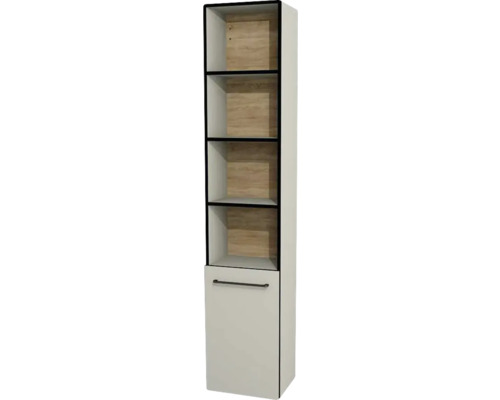 Armoire haute suspendue semi ouverte avec 1 porte Devo Sonus 2.0 gauche lxhxp 38x186x30 cm classico coquille/natural bardolino oak