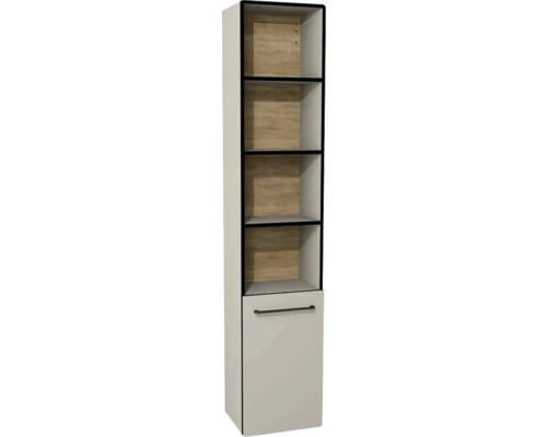 Armoire haute suspendue semi ouverte avec 1 porte Devo Sonus 2.0 droite lxhxp 38x186x30 cm dakar suedette mat/natural bardolino oak