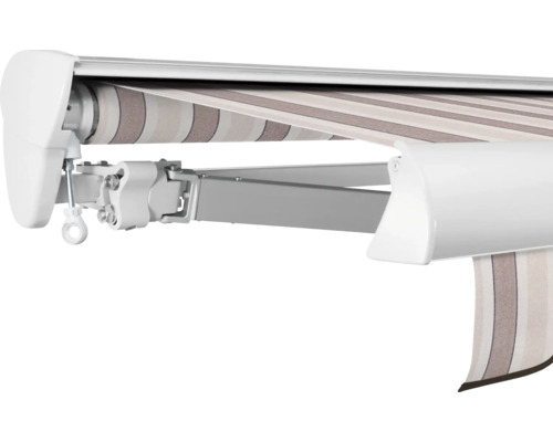 SOLUNA Halbkassettenmarkise Classic 5x3,5 Dessin 8935 Gestell E6EV1 silber eloxiert Antrieb links inkl. Kurbel