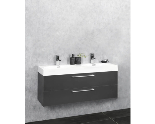 Meuble sous-lavabo avec deux lavabos et deux tiroirs