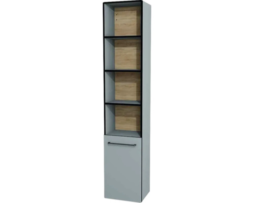 Armoire haute suspendue semi ouverte avec 1 porte Devo Sonus 2.0 gauche lxhxp 38x186x30 cm fjord/natural bardolino oak