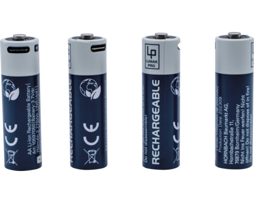 Pile rechargeable LUMAK PRO AA Mignon 1,5V 1700 mAh Li-ion 4
