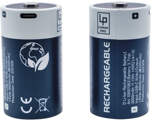 Pile rechargeable LUMAK PRO AAA Micro 1,5V 500 mAh Li-ion 4 pièces  rechargeables avec prise USB-C - HORNBACH