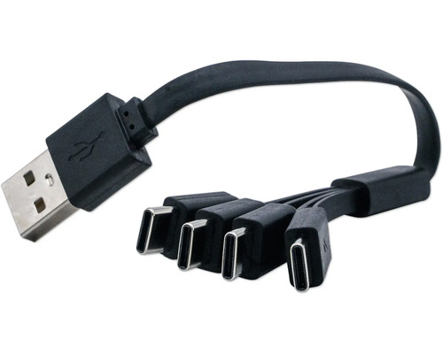 Câble de charge LUMAK PRO USB type C 4en1 1,5V noir 18,5cm