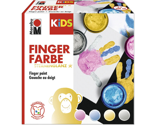 Marabu KiDS Fingerfarbe Set „Sternenglanz“ Sortiert 4x100 ml