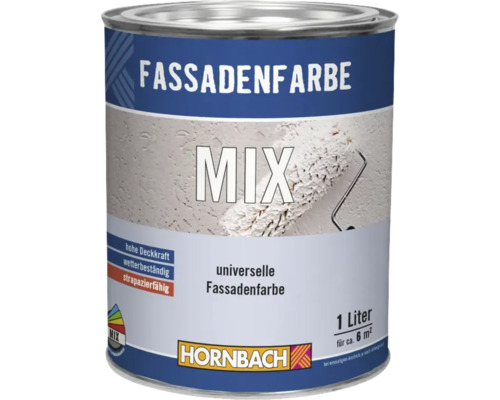 Farbeimer mit Fassadenfarbe, 1 Liter
