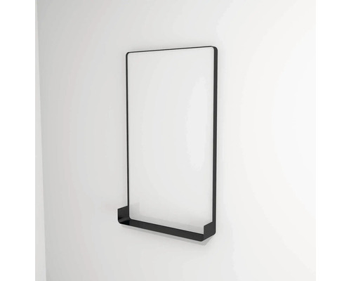 Miroir LED avec tablette Devo Sonus 2.0 lxhxp 55.5x94x12 cm black Miroir mural avec étagère en métal pour salle de bain
