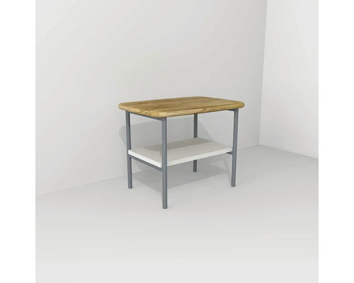 Tabouret avec 1 tablette Devo Oval lxhxp 50x39.6x35 cm alpine white/natural oak wood/grey