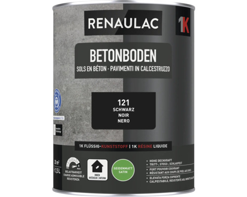 Peinture pour sol en béton RENAULAC noir 2,5 l Peinture Renaulac pour sol en béton, noire, pour intérieur