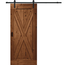 Holzschiebetür mit Beschlag und X-förmigem Design