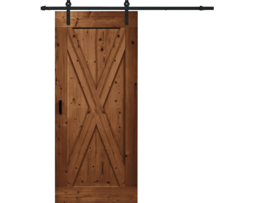 Holzschiebetür mit Beschlag und X-förmigem Design