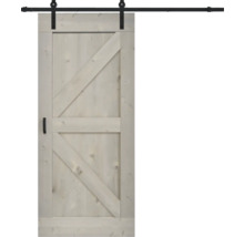 Holzschiebetür mit Z-förmigem Design und schwarzer Laufschiene