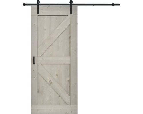Holzschiebetür mit Z-förmigem Design und schwarzer Laufschiene