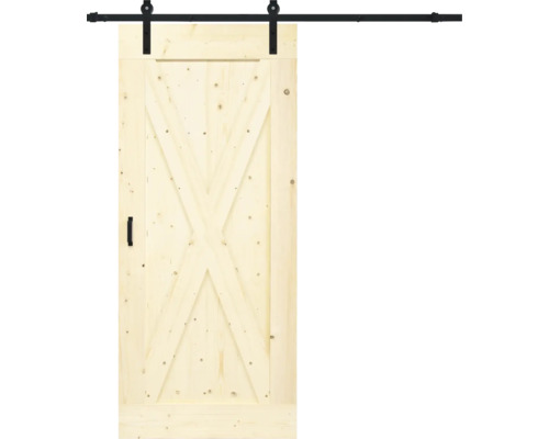 Holzschiebetür mit X-Muster und Schiebetürbeschlag