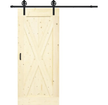 Holzschiebetür mit X-Muster und Beschlagsatz