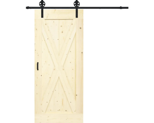Holzschiebetür mit X-Muster und Beschlagsatz