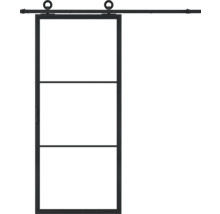 Porte coulissante avec trois panneaux et kit de ferrures