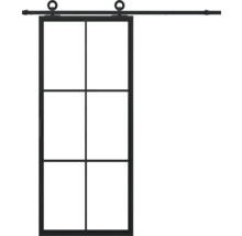 Porte coulissante avec six champs et rail