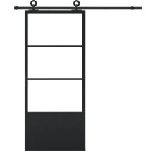 Porte coulissante avec verre et ferrures