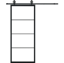 Porte coulissante avec verre et ferrures